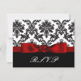 Rode Damask bruiloft RSVP kaarten