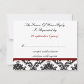 Rode Damask bruiloft RSVP kaarten (Achterkant)