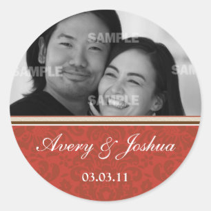 Rode Damask Foto Sticker