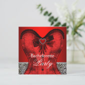 Rode Damask Herenkous Bruidsmeisjesfeest Kaart (Staand voorkant)