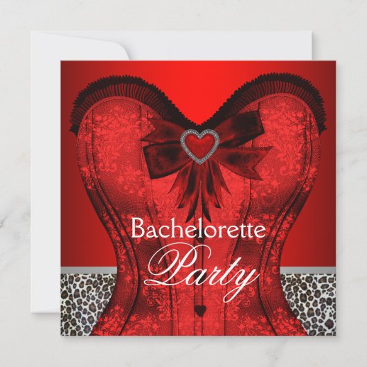 Rode Damask Herenkous Bruidsmeisjesfeest Kaart (Voorkant)