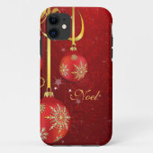 Rode Damask Kerstmis Case-Mate iPhone Case (Achterkant)