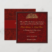 Rode Damask-moslimbruiloft Kaart (Voorkant / Achterkant)