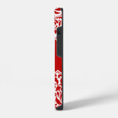 Rode Damask ontwerp monogrammen aangepaste Case-Ma iPhone Hoesje (Linkerkant)