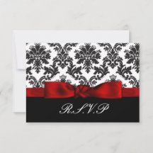 Rode Damask RSVP kaarten standaard 3,5 x 5