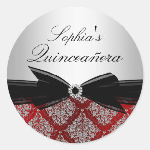 Rode Damask & Strikerslint Quinceanera Sticker