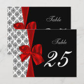 Rode Damask Tabelnummers briefkaarten (Voorkant / Achterkant)