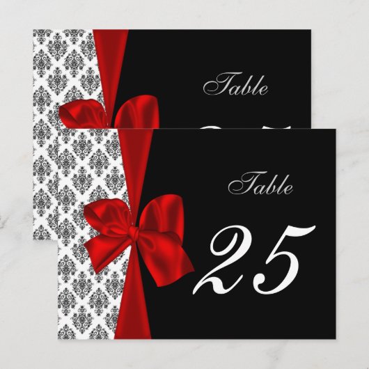 Rode Damask Tabelnummers briefkaarten (Voorkant / Achterkant)