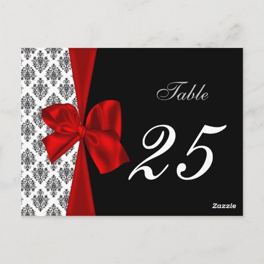 Rode Damask Tabelnummers briefkaarten (Achterkant)