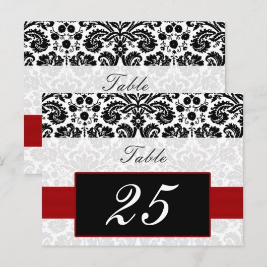 Rode Damask Tabelnummers briefkaarten (Voorkant / Achterkant)