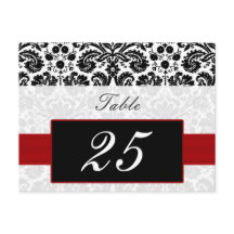 Rode Damask Tabelnummers briefkaarten