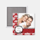 Rode Damask Tortelduifjes foto Save the Date Magne Magneet (Voorkant / Achterkant)