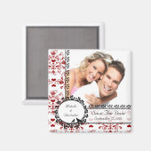 Rode Damask Tortelduifjes foto Save the Date Magne Magneet (Voorkant / Achterkant)