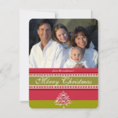 Rode Damask Tree Christmas Kaart (Voorkant)