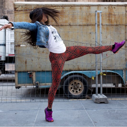 Rode Damaskers op zwart Leggings