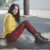 Rode Damaskers op zwart Leggings