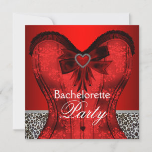 Rode Damast Borstrok Luipaard Bachelorette Feestje Kaart
