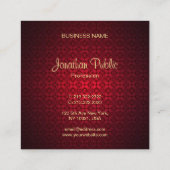Rode Damast Calligrafie Tekst Sjabloon Professiona Vierkante Visitekaartje (Achterkant)