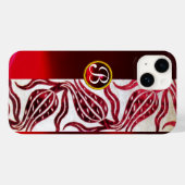 RODE DAMAST FLUWEEL TULPEN MONOGRAAM Burgundy Wit Case-Mate iPhone Case (Achterkant (horizontaal))