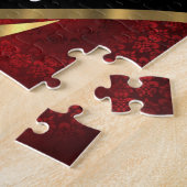 Rode damast foto sjabloon legpuzzel (Zijkant)