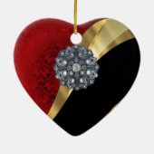 Rode damast & goud keramisch ornament (Achterkant)