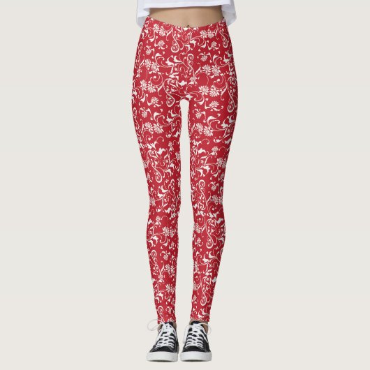 Rode Damast Leggings (Voorkant)