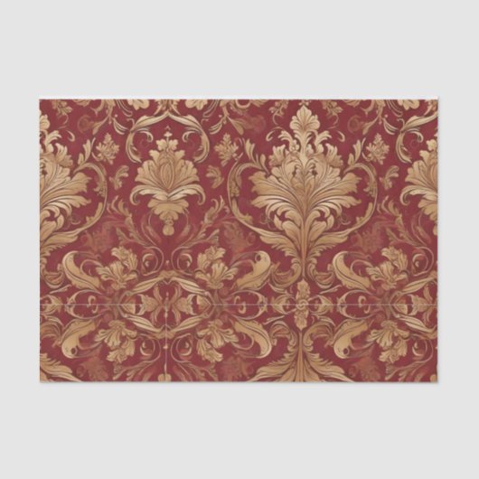 Rode damast met gouden patroon Decoupage Tissuepapier (Voorkant)