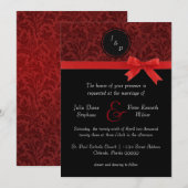 Rode Damast & Rode Strik - Trouw Uitnodiging (Voorkant / Achterkant)