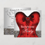 Rode Damast Tailleband Luipaard Bachelorette Feest Kaart (Voorkant / Achterkant)
