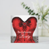 Rode Damast Tailleband Luipaard Bachelorette Feest Kaart (Staand voorkant)