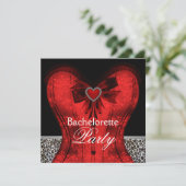 Rode Damast Tailleband Luipaard Bachelorette Feest Kaart (Staand voorkant)