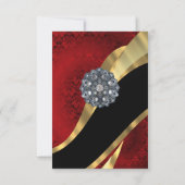 Rode damast zwart en goud formele bruiloft R.S.V.P RSVP Kaartje (Achterkant)