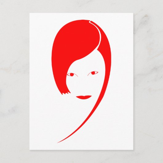 rode dame briefkaart (Voorkant)
