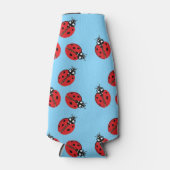 Rode Dame Bug Illustratie Lichtblauw Flesjeskoeler (Voorkant)