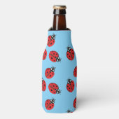 Rode Dame Bug Illustratie Lichtblauw Flesjeskoeler (Fles Voorkant)