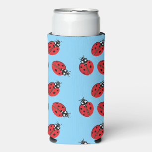 Rode Dame Bug Illustratie Lichtblauw Seltzer Blikjeskoeler