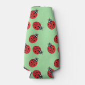 Rode Dame Bug Illustratie Lichtgroen Flesjeskoeler (Voorkant)