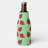 Rode Dame Bug Illustratie Lichtgroen Flesjeskoeler (Fles Voorkant)