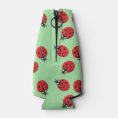 Rode Dame Bug Illustratie Lichtgroen Flesjeskoeler (Achterkant)