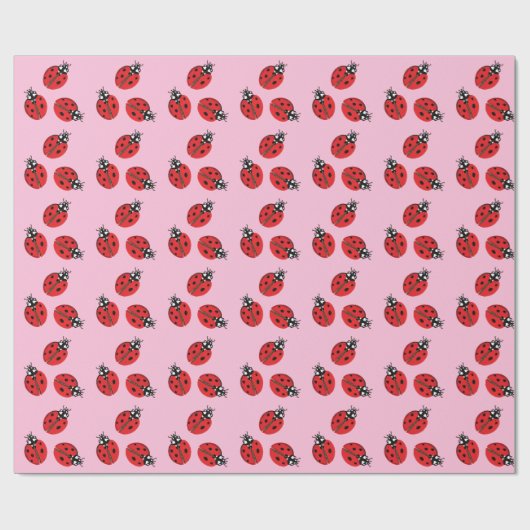 Rode Dame Bug Illustratie Pastel Roze Cadeaupapier (Vlak)