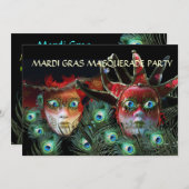 RODE DAME EN JESTERSMASKER MET PAUWENVEREN KAART (Voorkant / Achterkant)