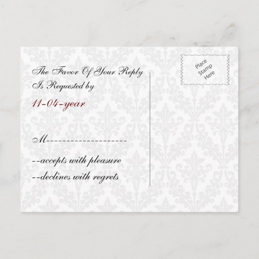 rode damp rsvp uitnodiging briefkaart (Achterkant)