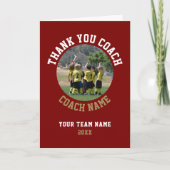 Rode Dank je Coach Kaart Teamnaam Foto (Voorkant)