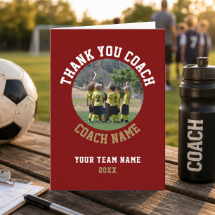 Rode Dank je Coach Kaart Teamnaam Foto