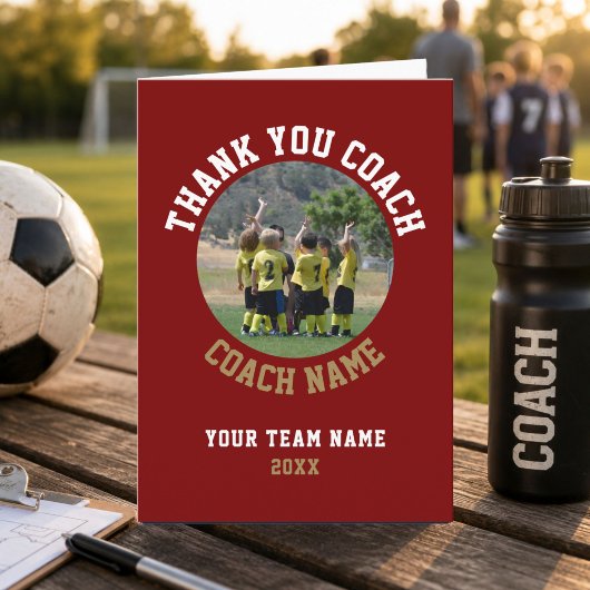 Rode Dank je Coach Kaart Teamnaam Foto