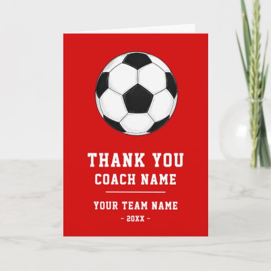 Rode Dank je Coach Kaart Teamnaam Foto (Voorkant)