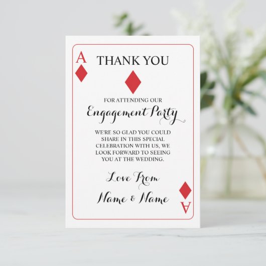 Rode Dank U Speelkaarten Aas van Ruiten K & Q Bedankkaart (Staand voorkant)