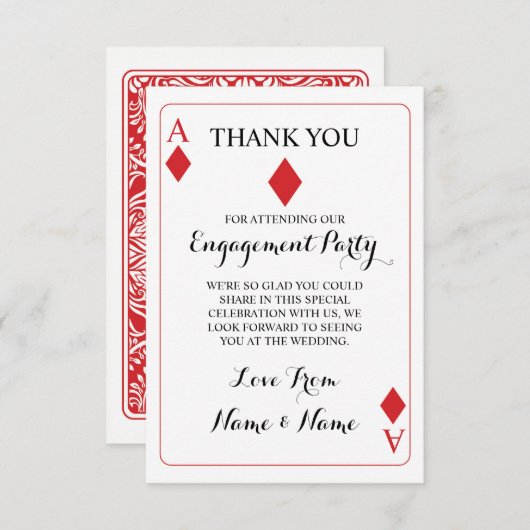 Rode Dank U Speelkaarten Aas van Ruiten K & Q Bedankkaart (Voorkant / Achterkant)