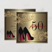 Rode dansschoenen - Fabulous 50th Birthday Kaart (Voorkant / Achterkant)