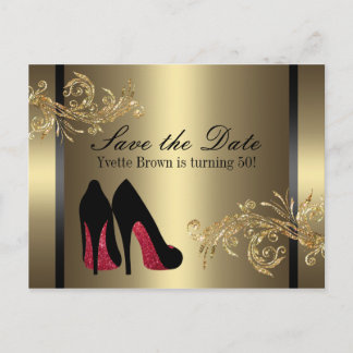 Rode dansschoenen - Save the Date Aankondigingskaart